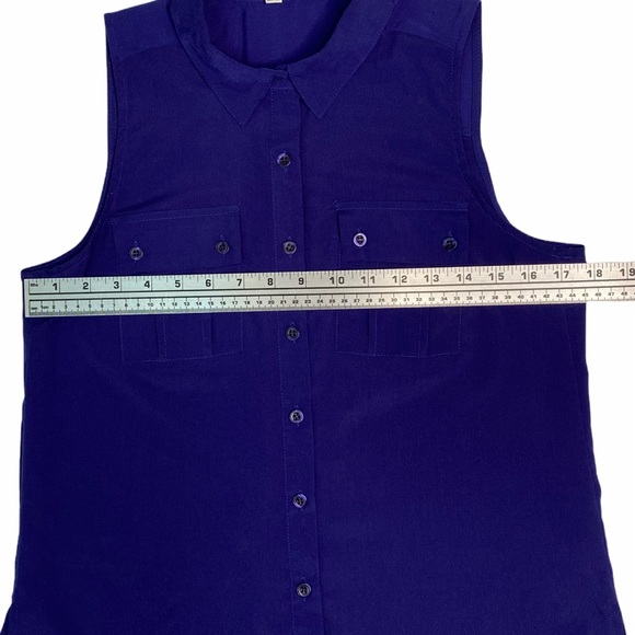 EDGE Royal Blue Button Up Sleeveless Blouse S - Picture 7 of 9